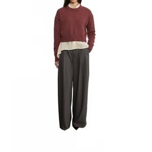 NEW ENZA COSTA chunky cotton cashmere sweater in sanguine